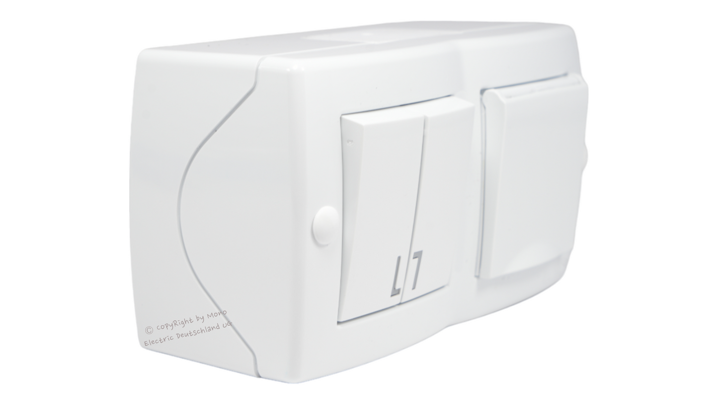 Serienschalter mit Steckdose und Klappdeckel
