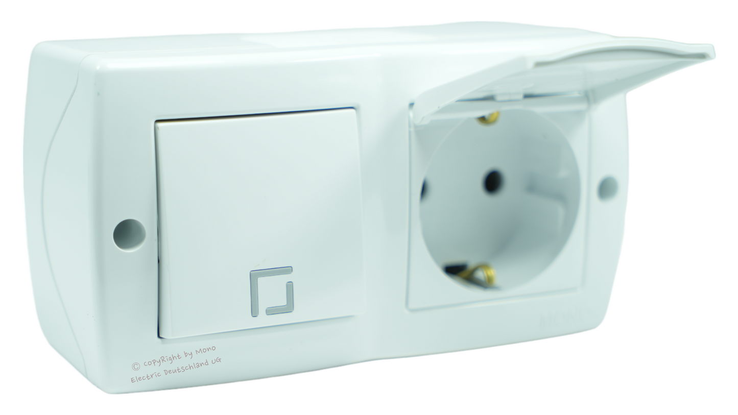 Wechselschalter mit Steckdose und Klappdeckel
