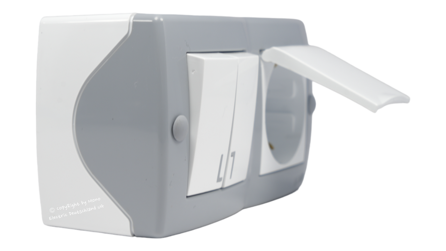 Serienschalter mit Steckdose und Klappdeckel
