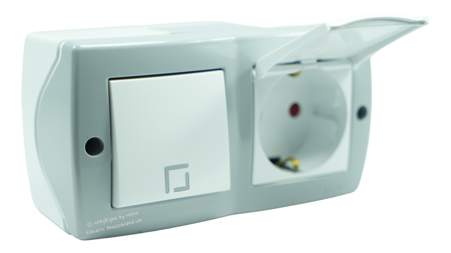 Wechselschalter mit Steckdose und Klappdeckel