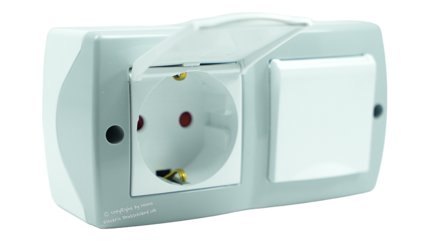 Steckdose 2-Fach mit Klappdeckel und Kindersicherung