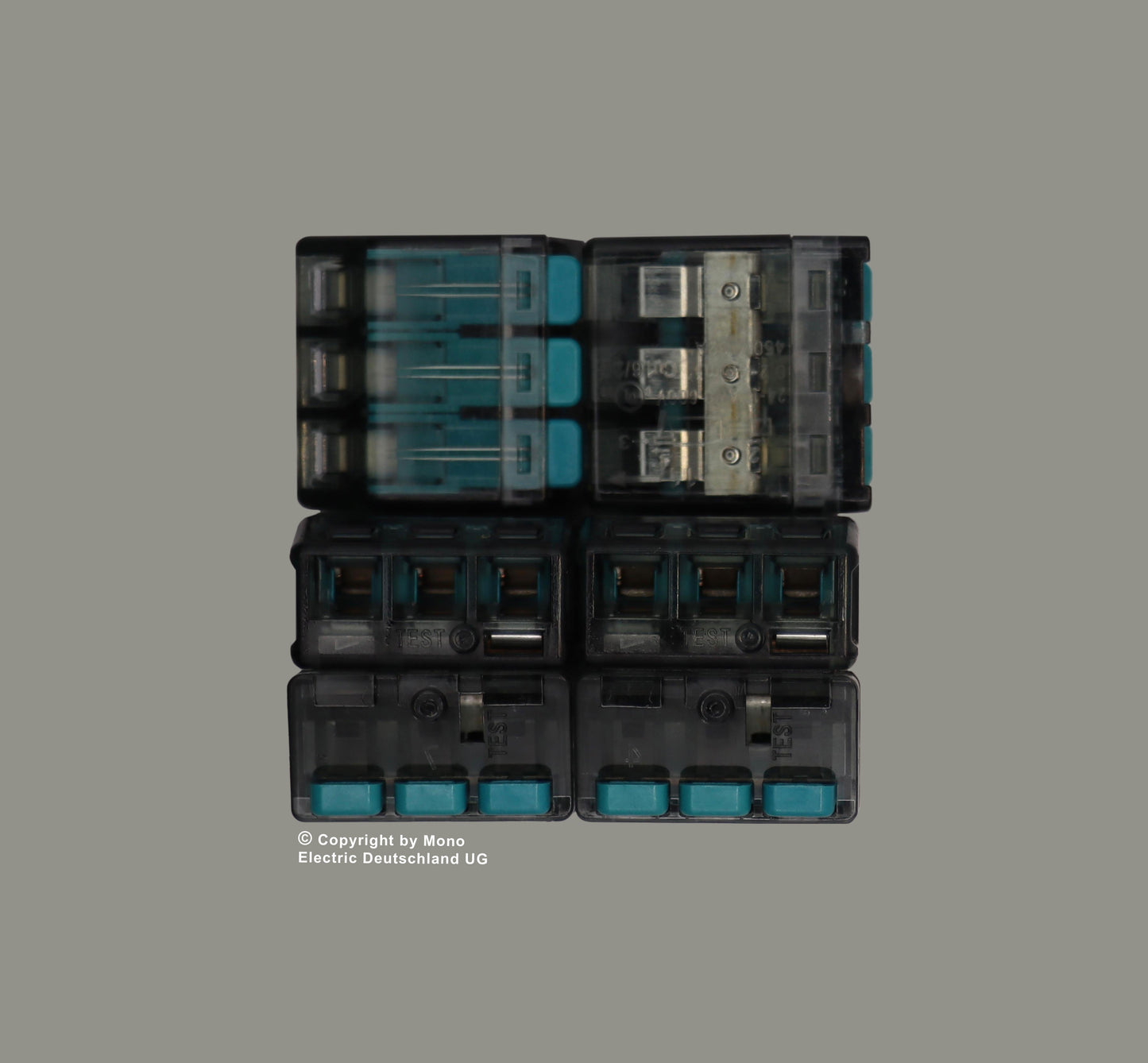 Verbindungsklemme 3 polig mit Hebel Blau (100er Pack)