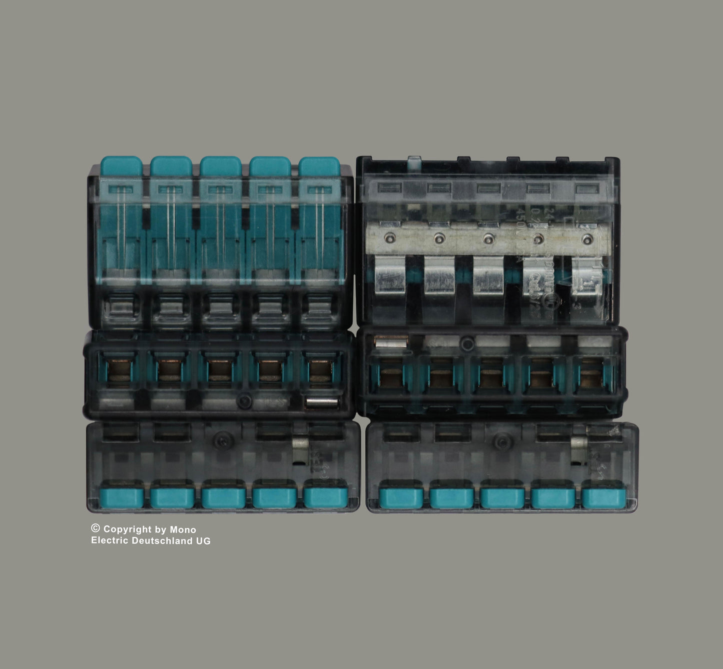 Verbindungsklemme 5 polig mit Hebel Blau (100er Pack)