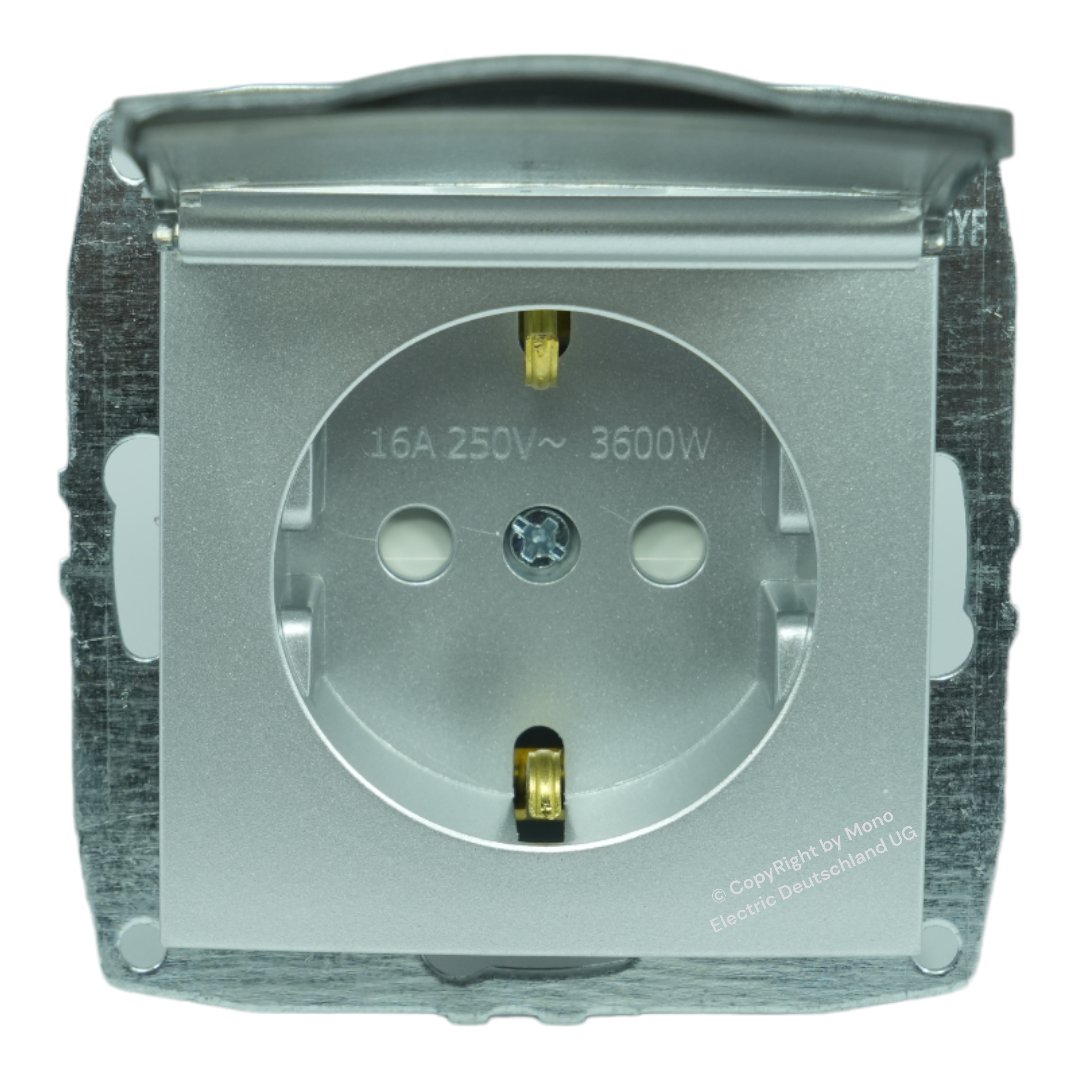 Steckdose mit Klappdeckel und Kindersicherung