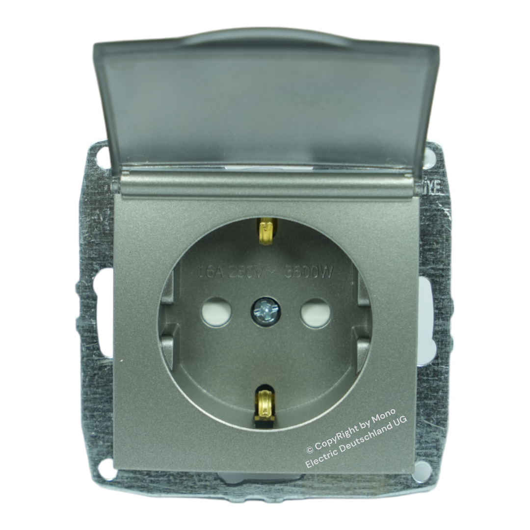 Steckdose mit Klappdeckel und Kindersicherung