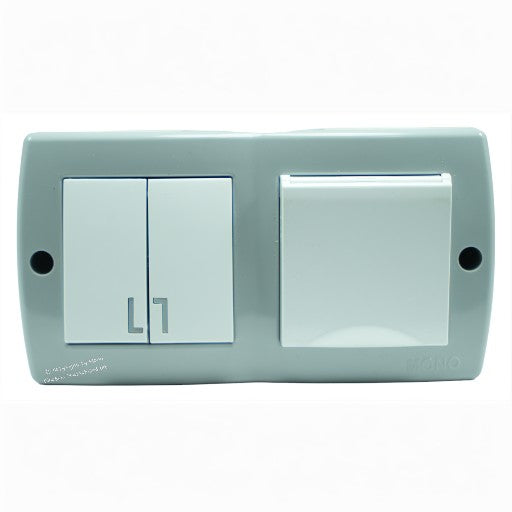 Serienschalter mit Steckdose und Klappdeckel + Kindersicherung