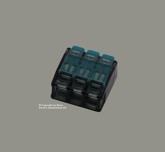 Verbindungsklemme 3 polig mit Hebel Blau (100er Pack)