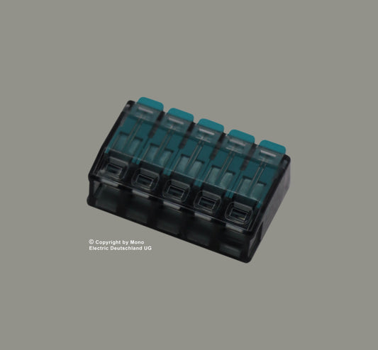 Verbindungsklemme 5 polig mit Hebel Blau (100er Pack)